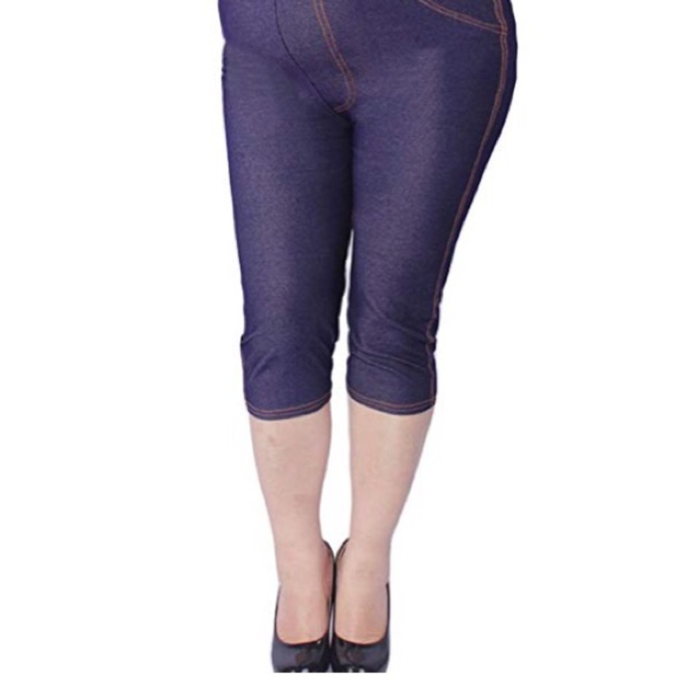 Stretchy Denim Plus Leggings, High-Waisted